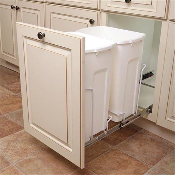 Feeney Feeny FESCB15 2 35WH 35 qt. Soft Close Bottom Mount 2 Bins; White - 14.37 in. FESCB15 2 35WH - main
